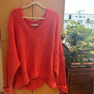 Anthropologie coral knit sweater